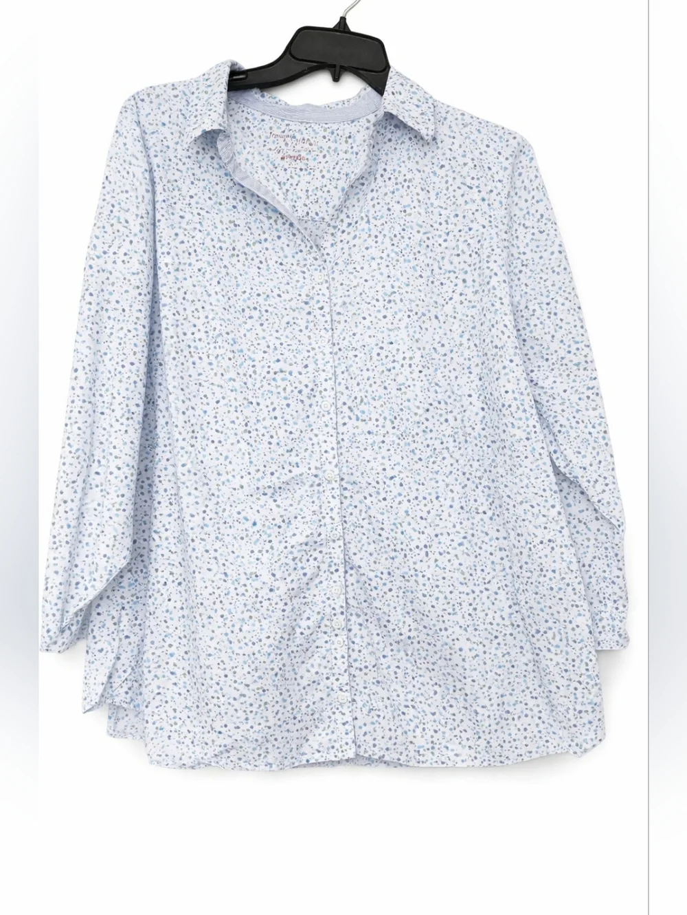 Avenue Light Blue Patterned Button-Down Shirt Size 22/24 - Picture 3 of 6